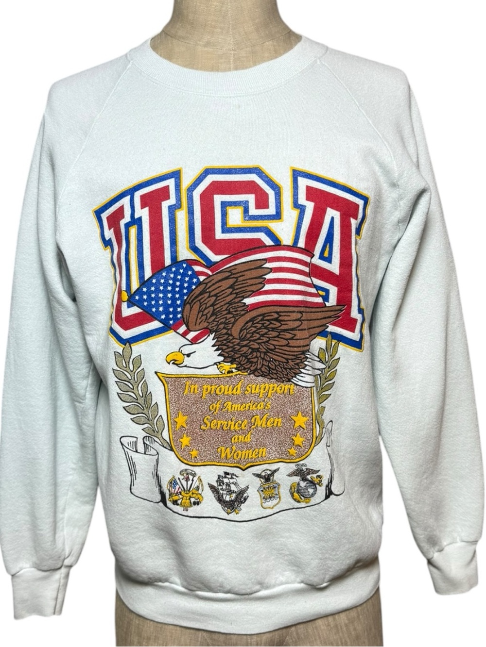 The Vintage Twin USA Eagle Patriotic Sweatshirt Made in USA Size L